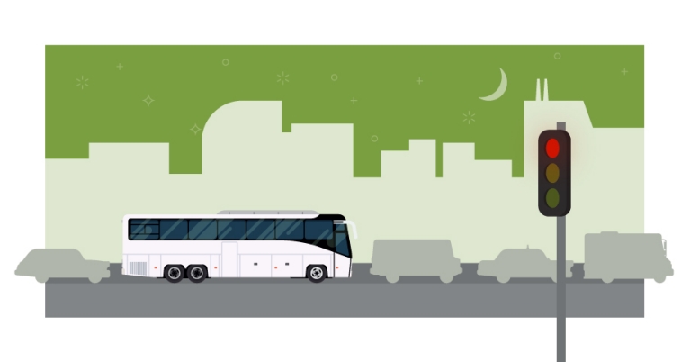 Bus in traffic